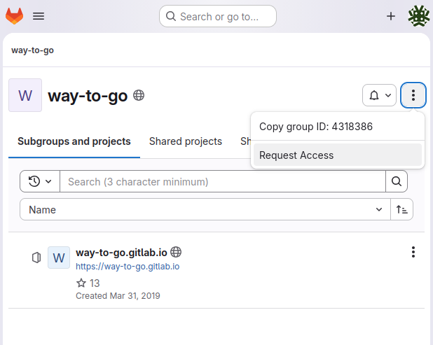 Request access to way-to-go